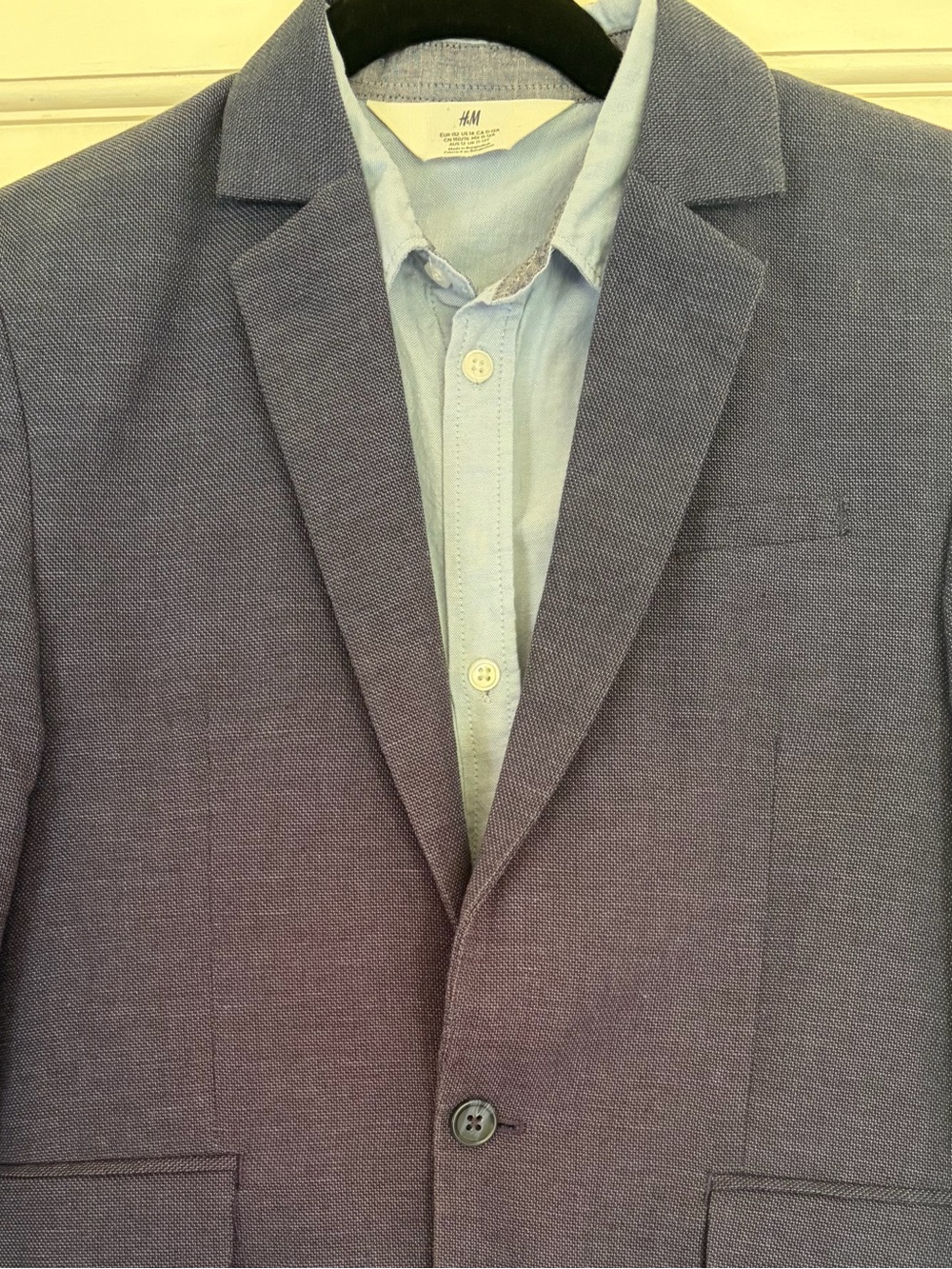 H&M boys size 14 Textured suit  in Slate Blue wedding summer